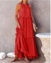 Lunivop European and American New Summer Vacation Style Long Dress with Big Sway Flowing Beach Skirt for Women