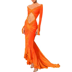 Lunivop Women Sexy Lace See Through Maxi Dress Y2k Floral Sheer Strap Backless Bodycon Fitted Long Dress Party Club Dress
