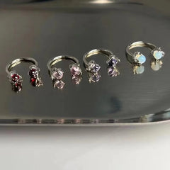 Lunivop Ins Opal Dragon Claw Lip Ring Horseshoe Ring C Shaped Lip Piercing Ear Tragus Nose Rings 316L Titanium Steel Piercing Ornament
