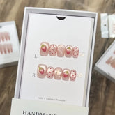 Lunivop 10pcs Handmade False Nails Short Artificial Fingernails Fake Nails Cute 3d Strawberry Manicure Press on Nails with Charms