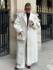 Lunivop Turn-down Collar Single-Breasted Jackets Women Casual Loose Long Sleeved Coats Female Autumn Solid Long High Streetwear Tops