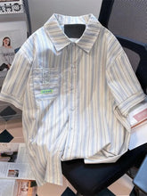 Lunivop Cute Women Striped Shirts Japan Vintage Loose Dog Print Kawaii Blouse Casual Preppy Style Short Sleeve Summer Sweet Tops