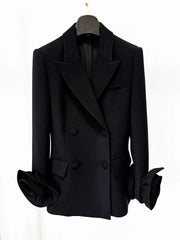 Lunivop Elegant Women's 3D Flower Spliced Blazer Lapel Double Breasted Long Sleeve Blazers Female Autumn 2025 New