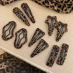 Lunivop 2Pcs Korean Leopard Print Hair Clips for Women Girls Sweet Cute Star BB Clips Bangs Hairpin Y2K Clips Headdress Hair Accessories