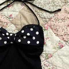 Lunivop Sweet Slim Hottie Camisole Subculture Aesthetic Halter Vest American Polka Dot Bow Patchwork Tanks Women's Retro Sexy Chic Tops