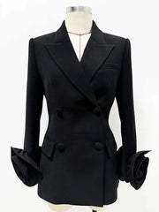 Lunivop Elegant Women's 3D Flower Spliced Blazer Lapel Double Breasted Long Sleeve Blazers Female Autumn 2025 New