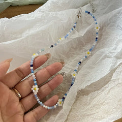 Lunivop Trend Daisy Flowers Colorful Shiny Resin Bead Choker Clavicle Chain Sweet Necklace For Women EGirls Summer Vacation Jewelry