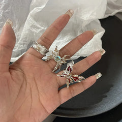 Lunivop Fashion Punk Gemstone Irregular Metal Ring for Women Men Personality Design Crystal Opening Adjustable Finger Rings Gift