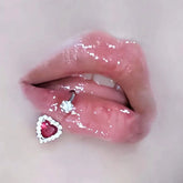 Lunivop 1Pc Trendy Sweet Cool Style Stainless Steel 1.2mm Sparkly Heart Zircon Inlaid C-Ring Lip Stud for Cool Girls Body Piercing Gift