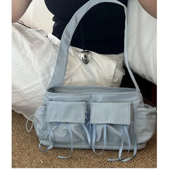 Lunivop Nylon Blue Shoulder Bags Purse Women New Hot Girls Pocket Chic Casual Handbag Female Harajuku Aesthetic Underarm Bag Y2k