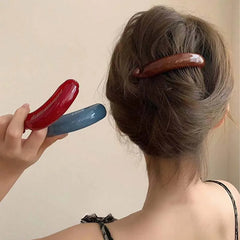 Lunivop Fashion High Ponytail Twisted Hair Claws for Women Simple Solid Color Smooth Banana Shape Hair Clip Barrette Hair Accessories