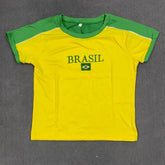 Lunivop Summer Brazil Crop Top y2k Clothes Women Letter Print Contrast Color Short Sleeve T Shirts Basic Tees Clothing Streetwear Top