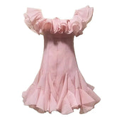 Lunivop Fashion Women Dress Sleeveless Slash Neck Solid Color Lotus Leaf Edge Design Female Party Dresses New Tide