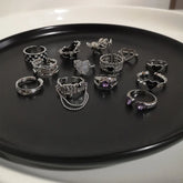 Lunivop Enamel Heart Rings Gothic Fashion Cool Y2K Rings For Women Vintage Chunky Finger Girl Party Jewelry Gift