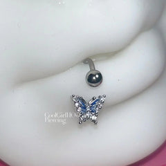 Lunivop Blue Butterfly Lip Ring C Ring Horseshoe Ring Mud Ball Lip Labret Piercing Jewelry Stainless Steel Earrings Septum Piercing