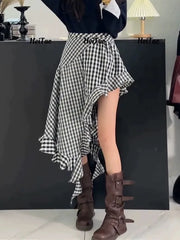 Lunivop Sexy Irregular Y2K Long Skirt Women Slim High Waist Streetwear Skirts Vintage Korean Design Harajuku Summer A Line Skirt