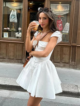 Lunivop Flutter sleeve Puffy Mini Dress Women Summer A Line Square Neck Backless Sexy Robes Lady Elegant Party Short Dress Gowns 2025