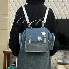 Lunivop Harajuku Denim Backpack Women Japanese Transparent Star Ita Bags Mochila Female Lolita Vintage Y2k Backpacks Aesthetic