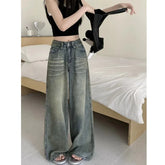 Lunivop Vintage Wide-Leg Jeans Women's Loose-Fit High-Waisted Slimming Casual Straight-Leg Long Pants Trendy On The Ground