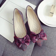 Lunivop Women Flats Pointed Toe Satin Bow Shoes Spring Breathable Loafers Ladies Slip On Shallow Comfort Single Shoes