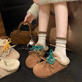 Lunivop Suede Women Flats Mules Fur Slippers Home Cotton Shoes Winter Fashion Short Plush Warm Women Casual Shoes Zapatos De Mujer