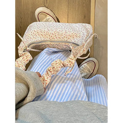 Lunivop Fairycore Floral Canvas Shoulder Bags Women Harajuku Drawstring Chic Casual Handbag Female Sweet Cute Messenger Bag Y2k