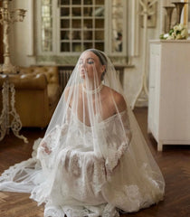 Lunivop Lace Wedding Dress Vestido De Novia Manga Larga Sencillo y Elegante Vestidos Para Por La Iglesia Boda Noivas Robe Mariee