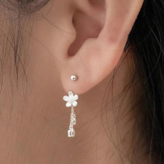 Lunivop Korean Trendy Simple Flower Bell Orchid Tassel Copper Earrings for Women Sweet Elegant Party Jewelry Girlfriend Gifts