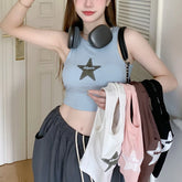 Lunivop Women's Crop Top Camisole Padded O Neck Navel Summer Y2k Star Print Slim Sexy Casual sleeveless Tank Tops Multicolor