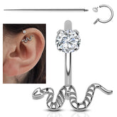 Lunivop 1PC 316L Surgical Steel Snake Horseshoe Barbell Labret Ring Lip Rings Ear Cartligae Tragus Helix Earrings Daith Piercing Jewelry