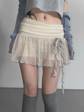 Lunivop Elegant Sweet Ruffle Mini Skirt Fairycore Sexy Dot Bow Pleated Short Skirts Korean Style Coquette Casual Layered Skirts