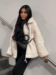 Lunivop Casual Oversized Zipper Lamb Wool Coats Women Thickened Warm Stand Collar Jackets Female Autumn Winter Chic Windproof Outwears