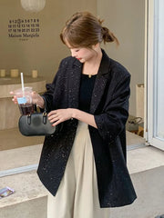 Lunivop Elegant Black Blazer Women Fashion Sweet Long Sleeve Design Suit Coat Korean Casual Chic Female Fall Winter Sweet Jacket