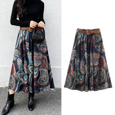 Lunivop Chic Elegant Pleated Long Skirts For Women Fashion New With Belt Vintage Printed Midi Skirt Street Casual Holiday Skirts