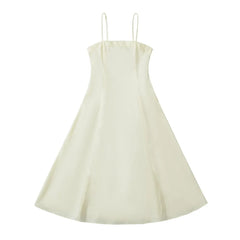 Lunivop Sexy Solid color Slash Collar Corset Style Sling Dress Women Slim Waist A-Lined Swing Midi Long Dresses Summer Robe
