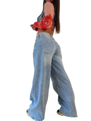 Lunivop Women’s High Rise Boyfriend Jeans Vintage Wide Leg Loose Denim Pants Washed Jeans with Pockets