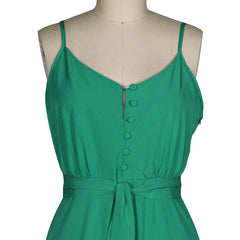 Lunivop Woman Summer Style Spaghetti Strap Long Dress Lady Sleeveless Backless V-Neck Solid Color with Waist Slash Sundress
