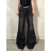 Lunivop Black High Waist Women Jeans Hip-hop Style Fashion Vintage Streetwear Y2K Wide Leg Jean 2025 Female Trouser Baggy Denim Pants