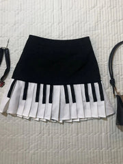 Lunivop Vintage Y2K Pleated Skirt Women High Waist Piano Patchwork Streetwear Skirts Casual American Hip Hop Gothic Mini Skirts New