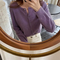 Lunivop Knitted Sweater Cardigan Loose-fit Warm Jacket Inner Wear Outer Korean Style Stylish Women's Top Core-spun Yarn