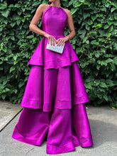 Lunivop Formal Halter Sleevess Evening Dress Sweet Tiered Ruffle A-Line Party Dresses Slim Waist Cake