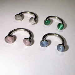 Lunivop Cute Opal Inner Teeth Lip Ring Glue Dripping Oil Lip Nose Pierced Titanium Steel Internal Thread Ear Traugs Conch Piercing