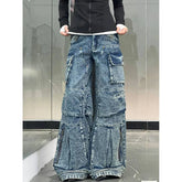 Lunivop Women's Y2k Baggy Cargo Jeans Harajuku Denim Trousers Aesthetic Punk Jean Pants Vintage Japanese 2000s Style Trashy Clothes