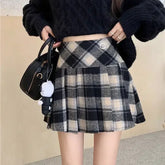 Lunivop Plaid Wool Skirt Vintage Kawaii Sweet Korean Fashion Mini Skirts Preppy Style Cute Autumn Winter Patchwork Short Skirts