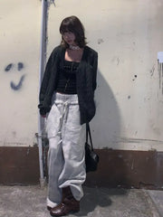 Lunivop Y2k Japanese T Shirt Women Black Rivet Punk Tops Swing Collar Streetwear Two Pieces Tops American Retro 90s Tshirts