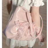 Lunivop Fairycore Pink Y2k Shoulder Bags Women Hot Girls Bow Chic Large Capacity Handbag Ladies Harajuku Aesthetic Tote Bag 2024