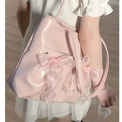 Lunivop Fairycore Pink Y2k Shoulder Bags Women Hot Girls Bow Chic Large Capacity Handbag Ladies Harajuku Aesthetic Tote Bag 2024