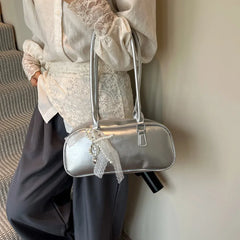 Lunivop Silver Ballet Sle Large Capaci Women's Handbag Pillow Bag Versatile Underarm Bag Single oulder Bag for Young Women