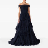 Lunivop Ball Gown Prom Dresses Off The Shoulder Tulle Sequined Party Gowns for Women Formal Long Evening Dress