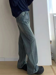 Lunivop Women Streetwear Striped Jeans Vintage High Waist Design Y2K Denim Pant Casual American Hip Hop Harajuku Wide Leg Trousers Fall